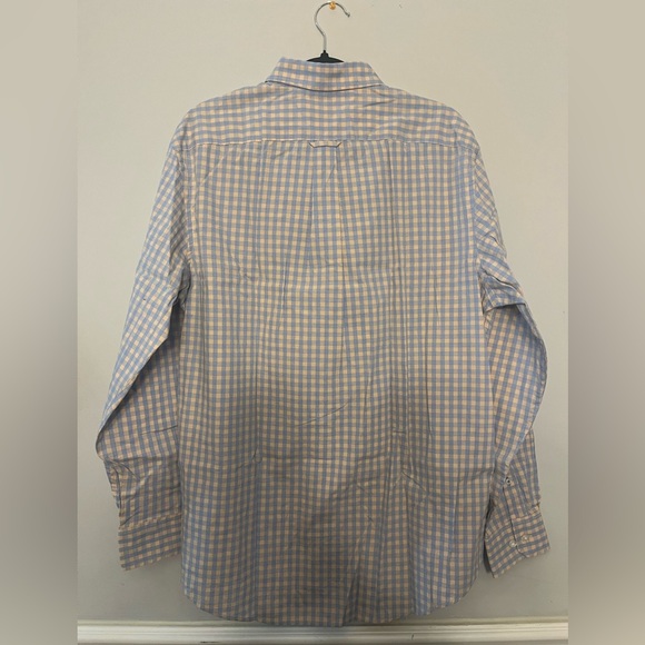 IZOD Men's Blue/orange Checkered Shirt. Size large. - Picture 2 of 6